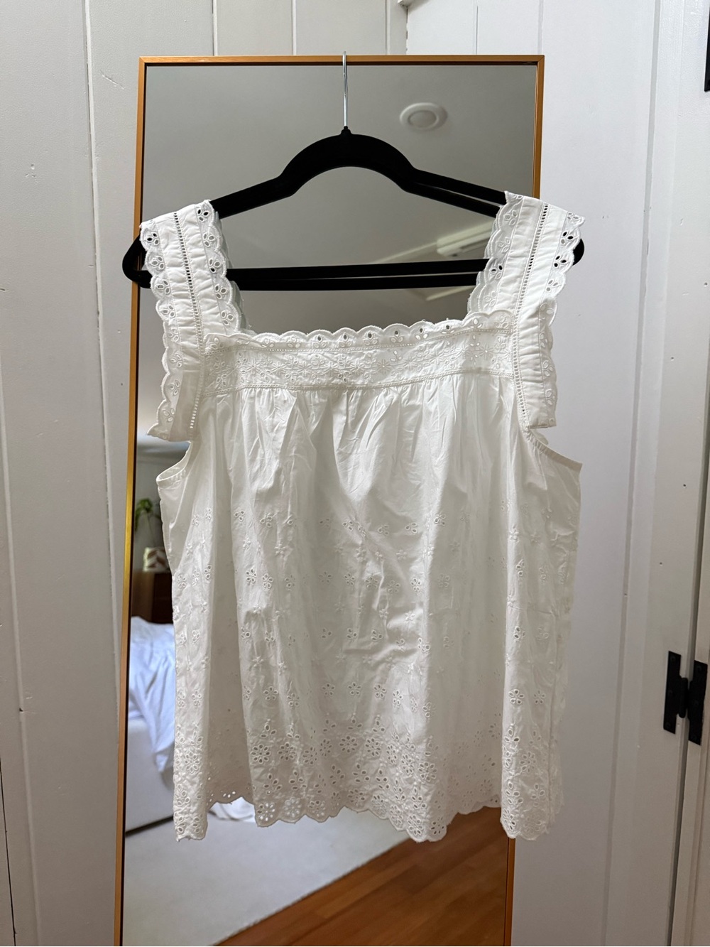 White Eyelet Square-Neck Tank Top M Gap Doen collab - Picture 2 of 2